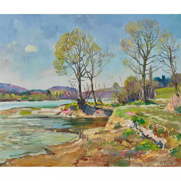 Uferlandschaft im Frühling