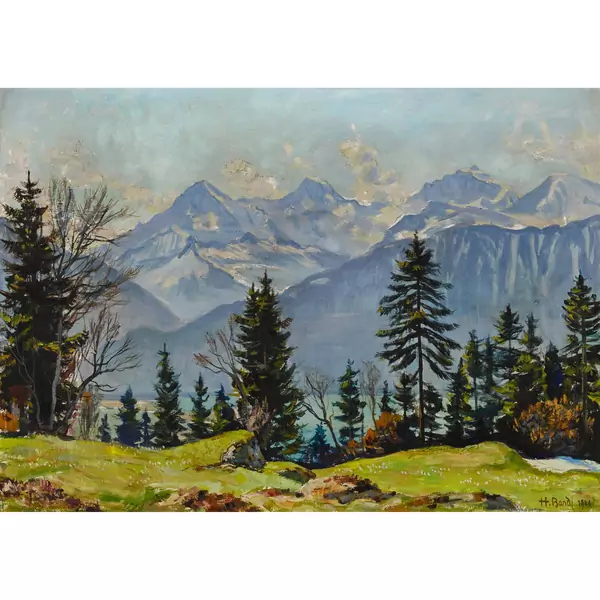 Blick von Beatenberg gegen Eiger, Mönch und Jungfrau