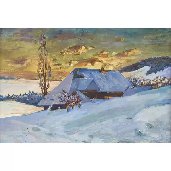 Verschneites Bauernhaus