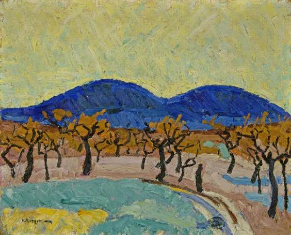 Hans Berger — Un Matin - Winterlandschaft mit kahlen Obstbäumen