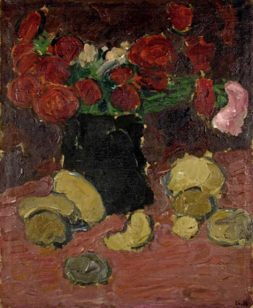 Hans Berger — Blumenstrauss und Früchte (recto) - Studie zu "Bildnis Gertrud Dübi-Müller" (verso)