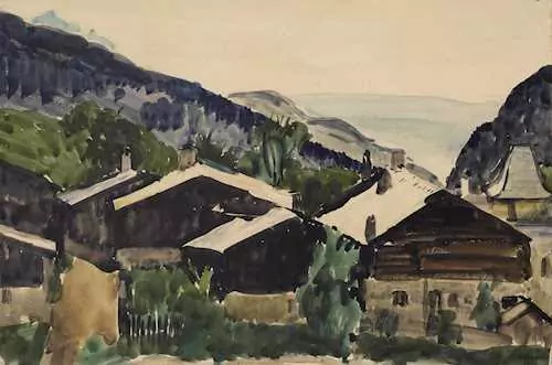 HANS BERGER — Village en montagne. — Koller Auktionen