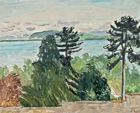 Sicht auf den Mont-Vully mit Neuenburgersee