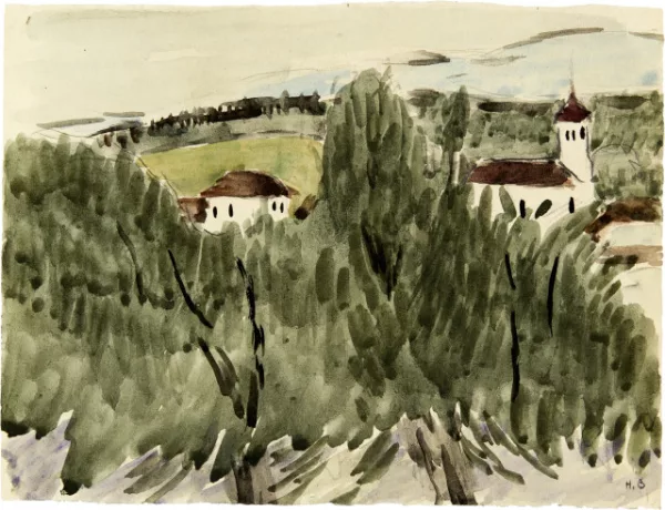 Hans Berger — Dorf hinter Bäumen