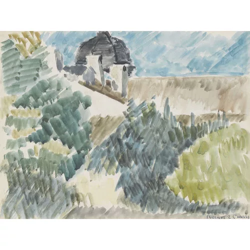 Hans Berger — Gartenpartie mit barockem Pavillon.