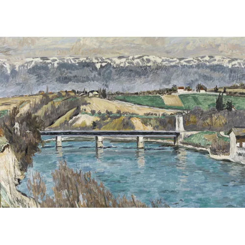 Hans Berger — Rhone-Brücke bei Aire-la-Ville im Winter.