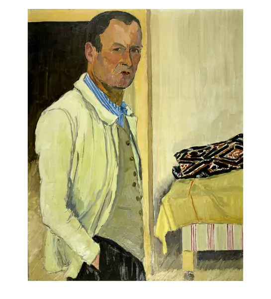Hans Berger — Selbstbildnis vor Bett — Galerie Kornfeld