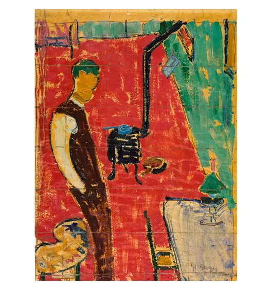 Hans Berger — Selbstbildnis mit Ofen. - Platz mit Staffage. - Stillleben — Galerie Kornfeld