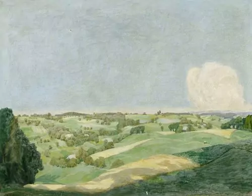HANS BRÜHLMANN — Sommerlandschaft bei Madiswil mit Wolke. 1905. — Koller Auktionen
