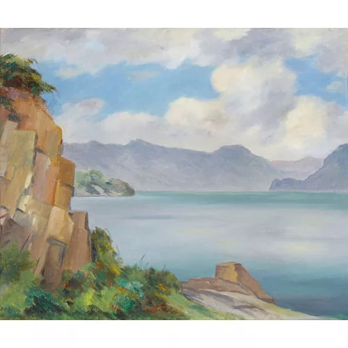Hans Daepp — Felsige Seeuferpartie.