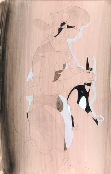Hans Erni — Mädchen mit Kaninchen, 1964
