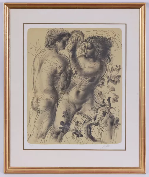 Hans Erni — Hans Erni (1909), Couple, lithographie couleur,