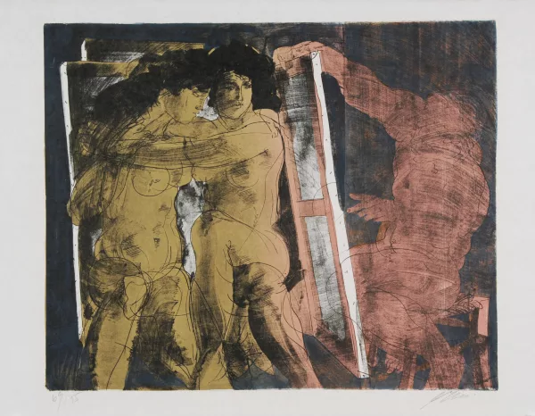 Hans Erni — Schwestern im Atelier des Künstlers, 1965