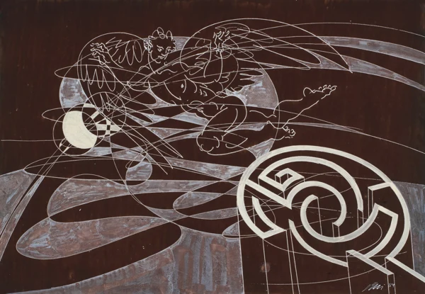 Hans Erni — Ikarus entflieht dem Labyrinth, 1984