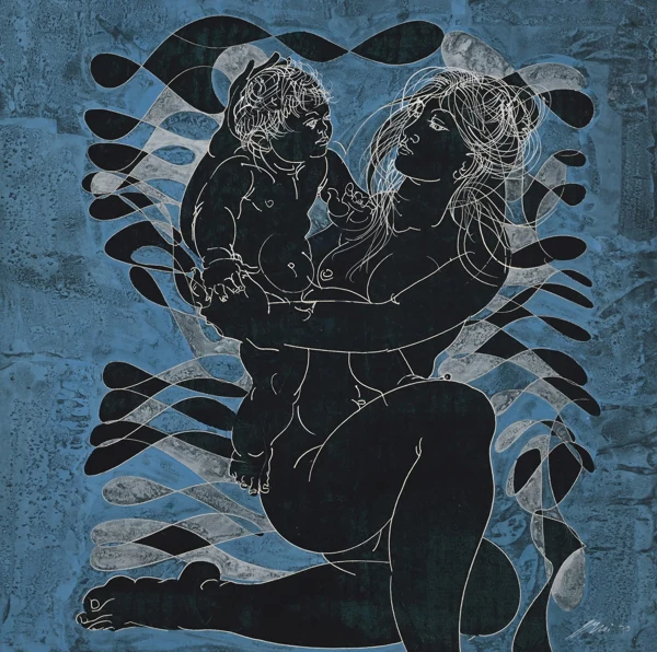 Hans Erni — Mutter und Kind in Wellen, 1973