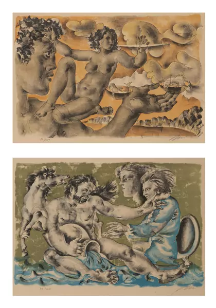 Hans ERNI (1909-2015), deux lithographies de la série Dames des Décans par Max Jacob — DognyAuction