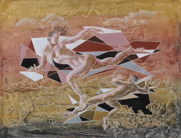 Hans Erni — Sich umwerbendes junges Paar, 2001