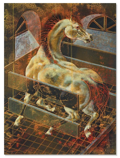 Hans Erni — Pferd im Stall, 1989