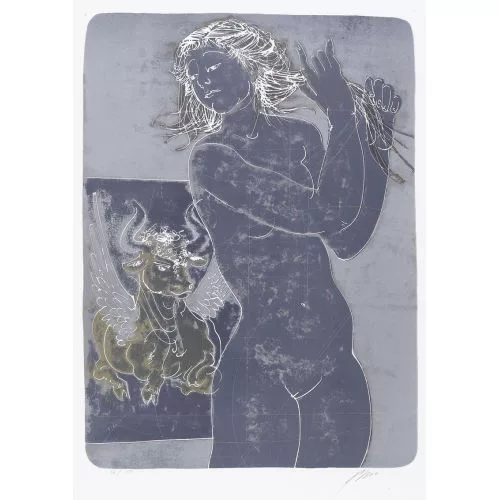 Hans Erni — "Mädchen mit geflügeltem Stier".