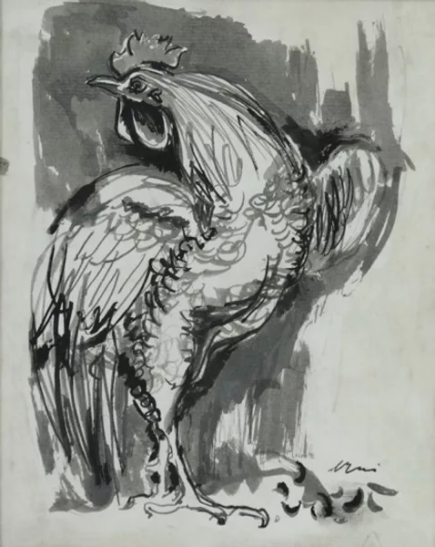 Hans Erni — Hans Erni (1909), \\Coq\\, encre de Chine sur
