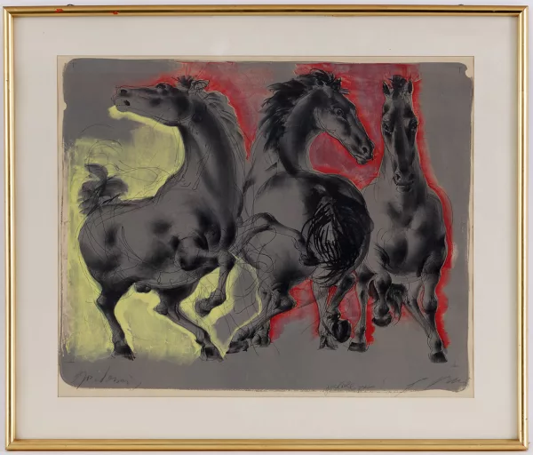 Hans Erni — Hans Erni (1909), Trois chevaux, lithographie