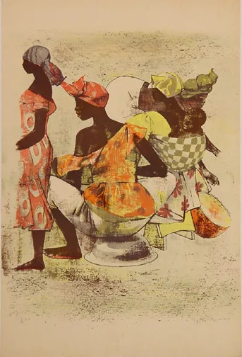 Hans Erni — 2 Blätter: Markt von Dakar, 1951; Die zwei Pferde, 1954
