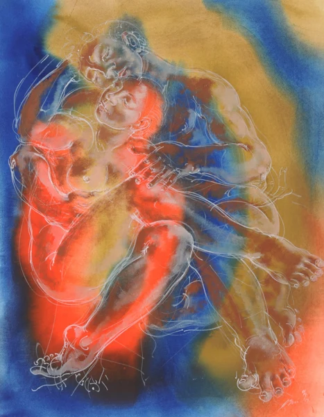Hans Erni — Sich umarmendes Paar, 1989