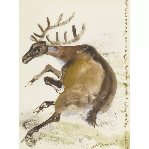 Hans Erni — Liegender Hirsch.