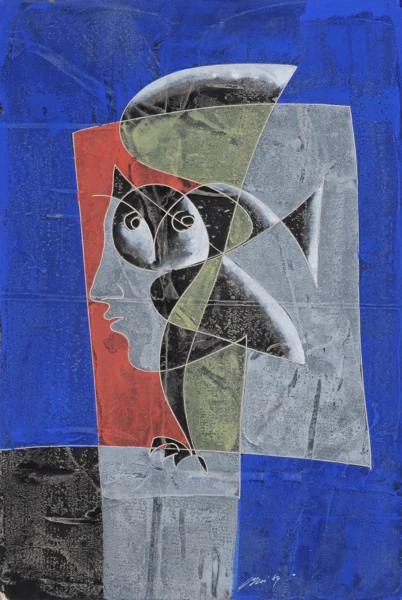 Hans Erni — Eule mit Kopf im Profil, 1989