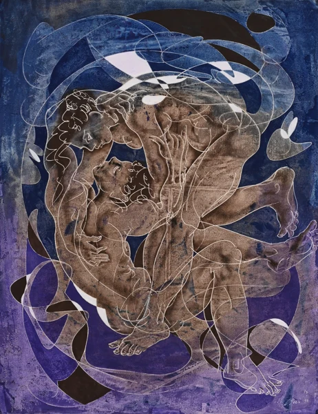 Hans Erni — Junges Paar in Wellen, 1993