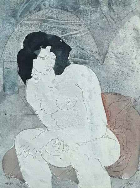 Hans Erni — "Fille assise sous une voûte", 19.04.73