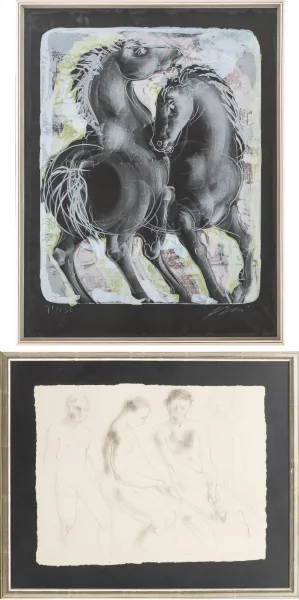 Hans Erni — Hans ERNI (1909-2015) "Deux chevaux" & "Les joueurs"