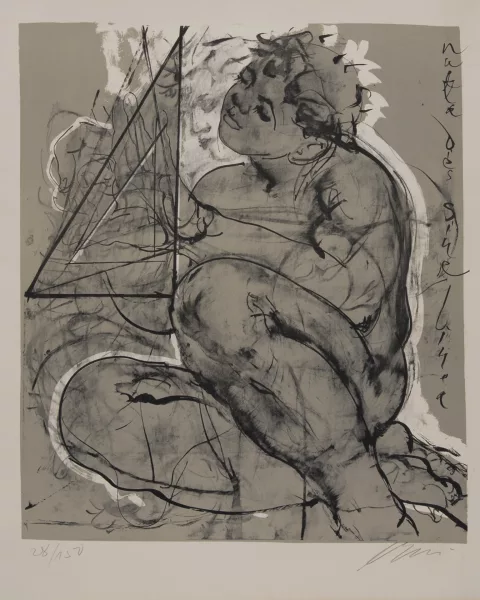 Hans Erni — 2 Blätter: Nulla dies sine linea, 1964; Zwei Tauben, 1961