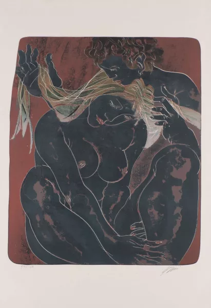 Hans Erni — Couple, sa main dans ses cheveux
