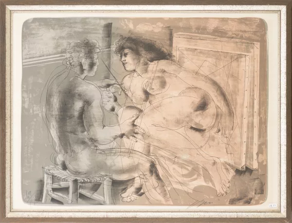 Hans Erni — Hans ERNI (1909-2015) "Le peintre assis devant son modèle"