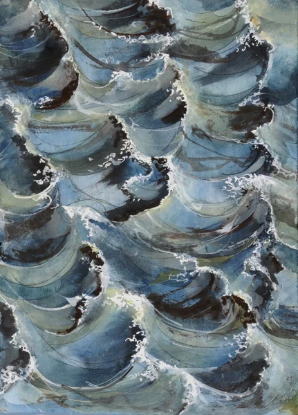 Hans Erni — Wellen mit Schaumkronen, 1990