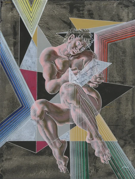 Hans Erni — Zeichnender Männerakt, 1997