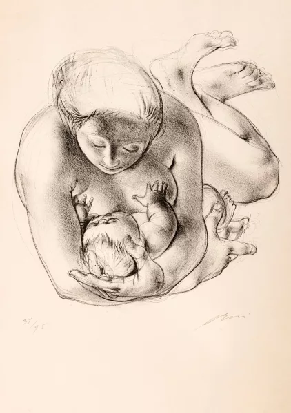 Hans Erni — Femme à l'enfant allaitant