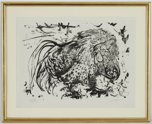 Hans Erni — Hans Erni (1909), \\Le coq\\, lithographie, signée