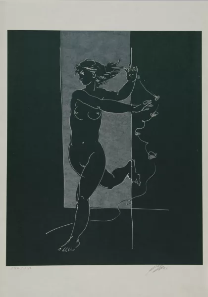 Hans Erni — 2 Blätter: Mädchen mit Girlande, 1970; Schreitendes Mädchen, 1970