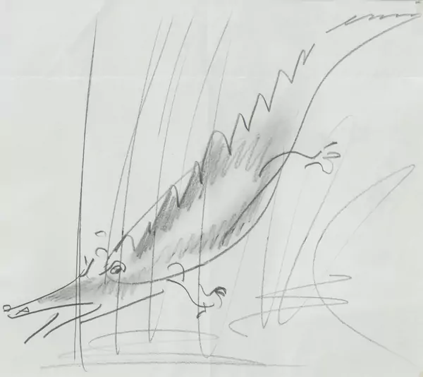 Hans ERNI (1909-2015), 'Le crocodile', crayon — DognyAuction