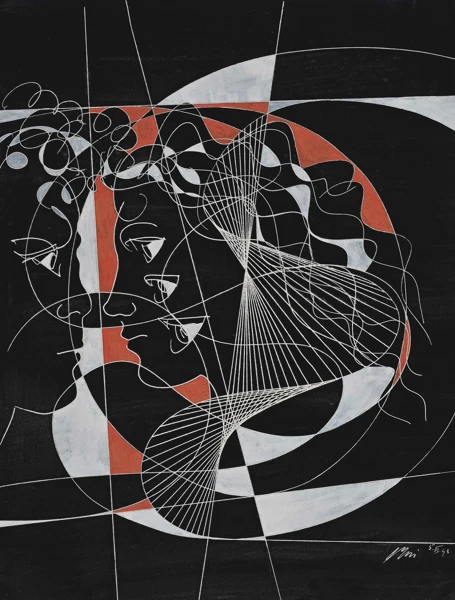 Hans Erni — Kopfsilhouetten, Mann und Frau, 1993