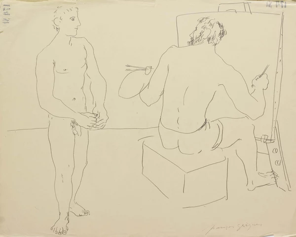 hans erni — Maler und Modell (Männerakt), 1932