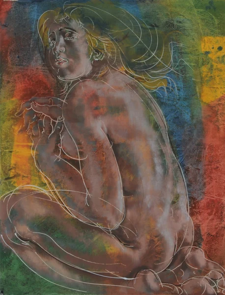 Hans Erni — Sitzender Mädchenakt, 1975