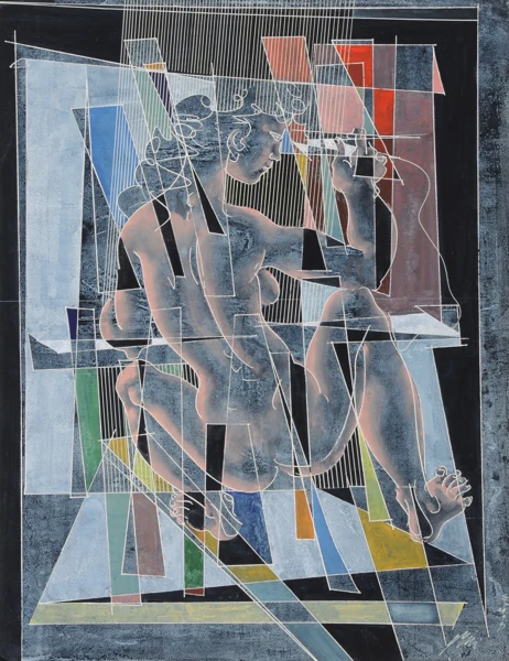 Hans Erni — Zeichnender Frauenakt, 1994