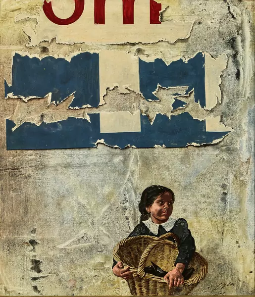 «Mädchen mit Korb vor Plakatwand» – 1956/1964 – Hans Erni