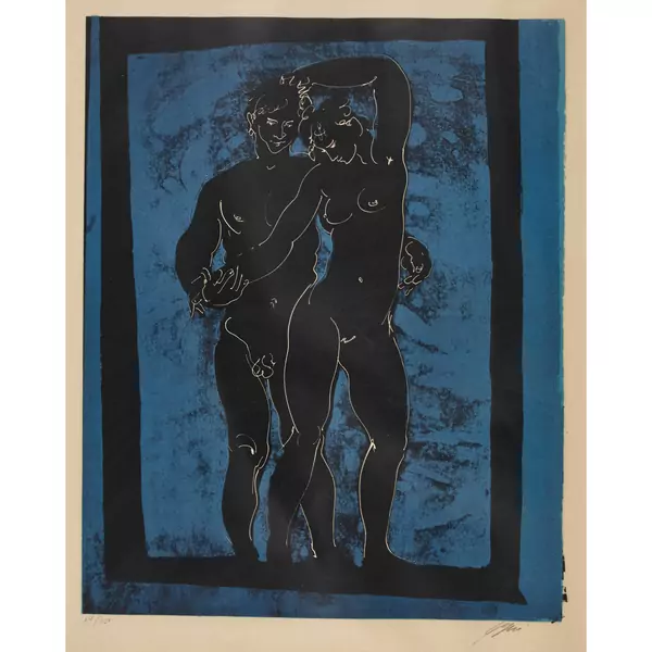 "Paar auf blauem Grund"
