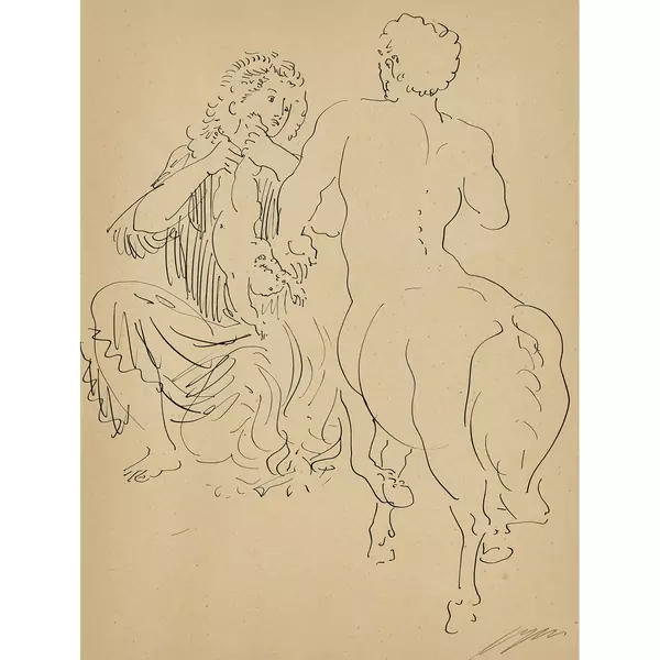 Thetis übergibt dem Kentauren Chiron den kleinen Achilles