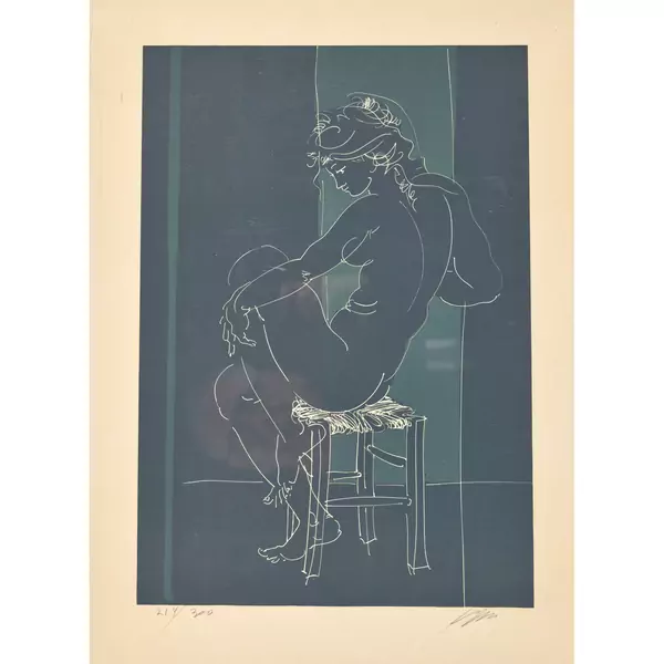 "Mädchen auf Schemel"