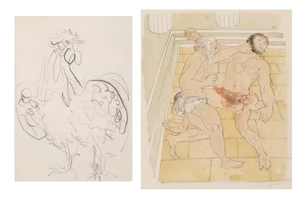 Hans ERNI (1909-2015), "Lutteurs", aquarelle — DognyAuction